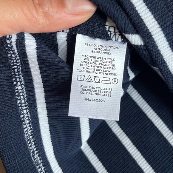 LOFT Tee Shirt Cotton Striped Navy Blue White NWT SZ XXL - Picture 3 of 6